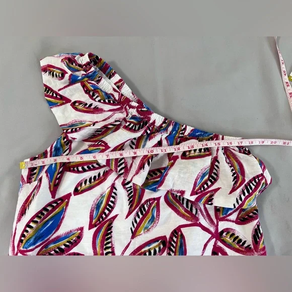 J Crew Factory Women Dress Size Small One Shoulder Tropical‎ Floral Print Linen - Picture 4 of 13